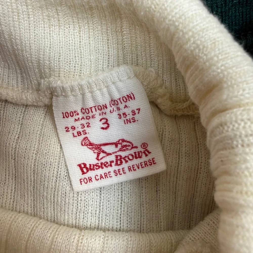Vintage Buster Brown Toddler 3pc Outfit Geometric Pants Turtleneck Vest 3T‎